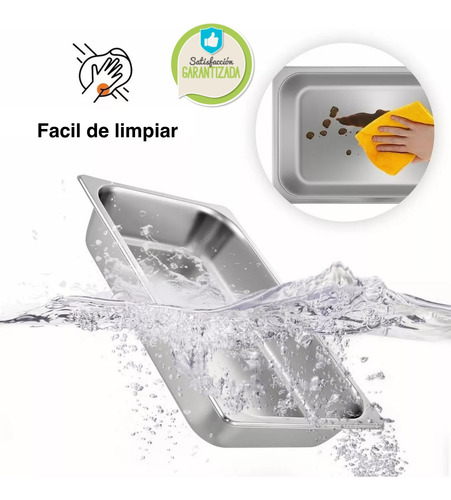 3 Charolas O Insertos Contenedor Acero Inoxidable 40x30x7cm