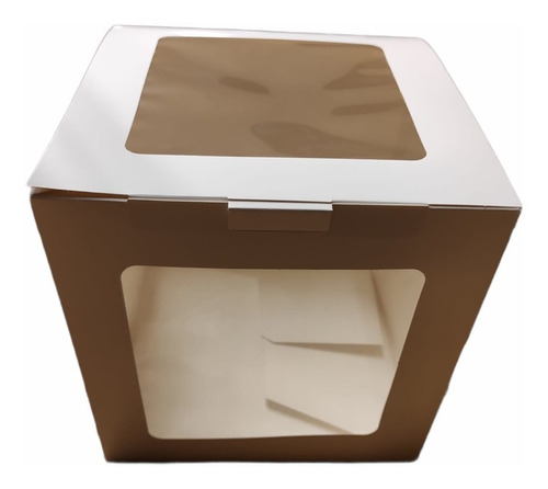 Caja Torta Premium  Blanca Con 2 Ventas 25x25x25 Cms 10unid