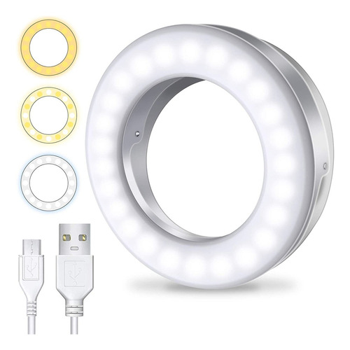 Anillo De Luz Para Selfies 3 Modos Luz Led Cámara Teléfono