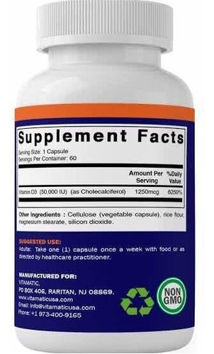 Vitamina D3 50,000iu Inmunidad Corazon 60 Capsulas Eg D101