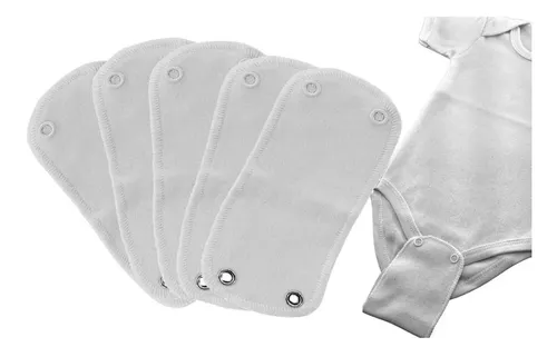 Kit 5 Un Extensor Body Bebe Botões De Pressão Em Aço Atacado Branco 10 X 7 Cm