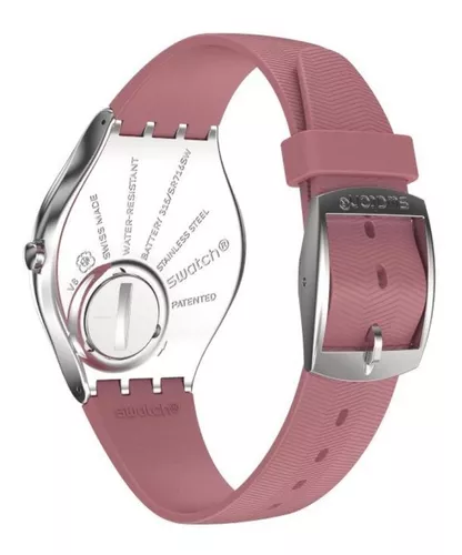 Reloj Swatch Mujer Rosegari SUOK125. Es un reloj Swatch para mujer,  analógico, fabricado en plástico y resina en color rosa.