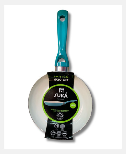 Juego De Sartenes Y Wok Antiadherente Cerámico 4 Pzs Suka Verde Aqua