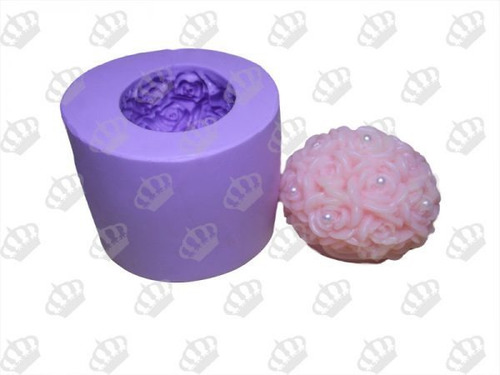 Molde Forma Silicone Esfera Com Rosas M