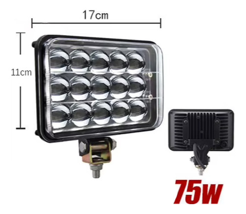 Neblinero 15 Led Lupa Auto Camión 12-60v Rectangular Blanco