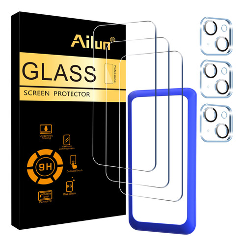 Ailun Protector Pantalla iPhone 15 Plus + Lente Cámara [3+3