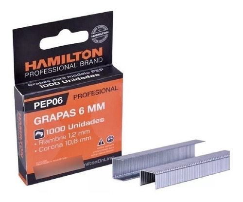 Grapas Grampa Pep 6mm Caja X 1000 Unidades Hamilton Pep06