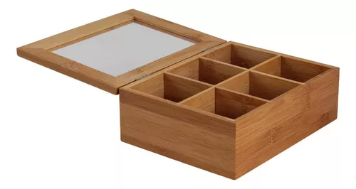 Caja Para Te E Infusiones Organizador De Madera Bambu 16x21