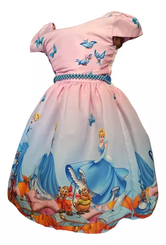 Vestido Infantil Cinderela Princesa Temático Festa Luxo - R$ 78,99