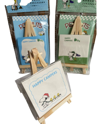 Set Libreta Pasta Dura Snoopy + Postit Snoopy Con Caballete