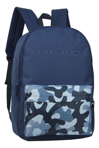 Mochila Head Urbana Reforzada Negro Verde Azul Deportiva Color Azul Marino Diseño De La Tela Lisa