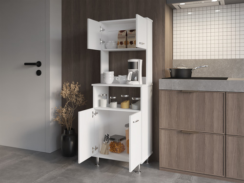 Mueble Microondas 4 Puertas Fm-011b Blanco
