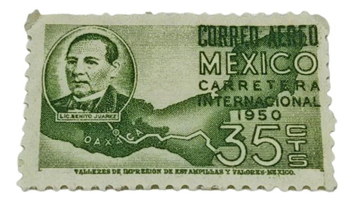 Timbre Postal De Correos Mexicanos 1950 Oxaca Lic. Benito J