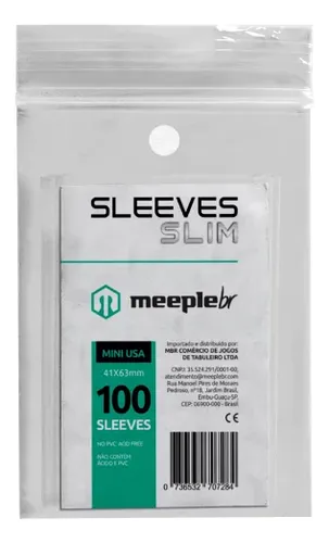 Sleeves Slim Mini Usa 41 X 63mm 100 Unidades Meeple Br