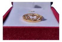 Comprar Anillo Corona Corazón Con Circones Oro 18 Kilates Nacional