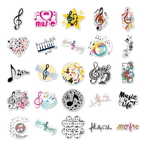 100 Pegatinas De Grafiti Con Notas Musicales