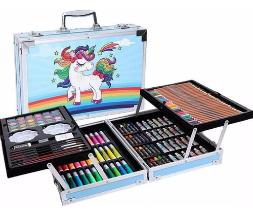 Set Kit Colores 145 Pcs Arte Dibujo Creativo Infantil Rosa