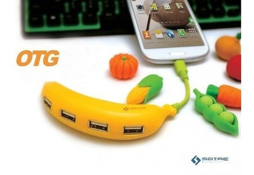 Imagen 5 de 6 de Hub Otg Smart 4 Ptos. Banana Para Celulares | Pc | Notebook