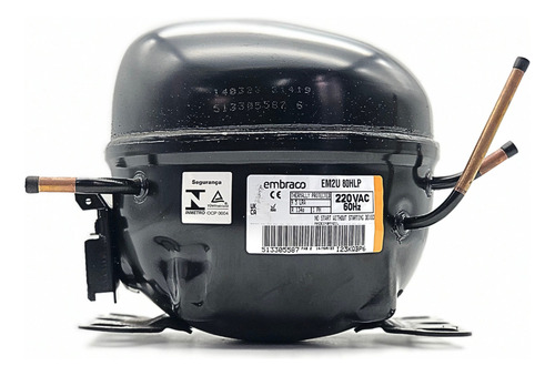 Motor Compressor 1/4 Hp Em2u80hlp Embraco Gás R134a 220v