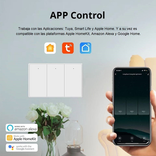 Imagen 3 de 7 de Zemismart Interruptor Inteligente Doble Sin Neutro Homekit