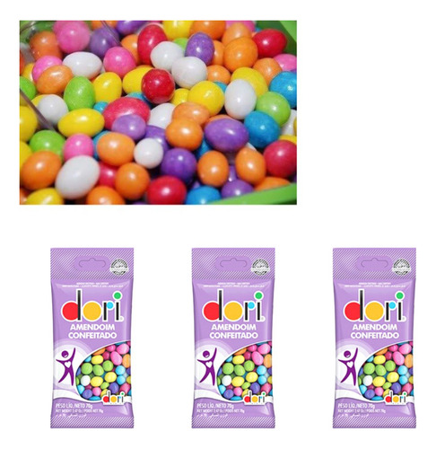 Kit 30 Amendoim Doce Dori Colorido Caixa X 70g = 2,100g
