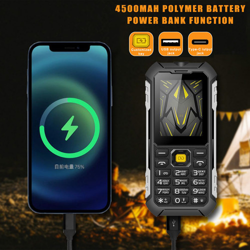 Basic Cell Phone Dual Sim Dual Standby32mb/32ram 2.4 Display Three-proof Mobile Phone With Flashlight,4500mah Large Battery, Reverse Charging
