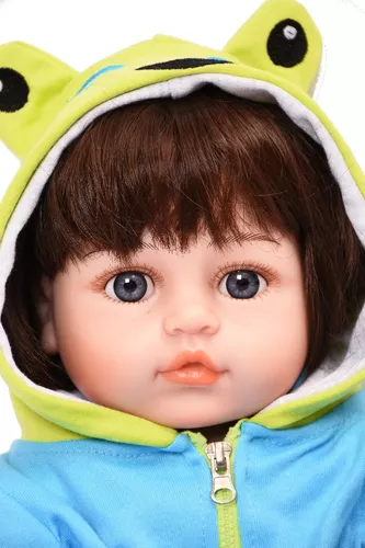 Boneca Bebê Reborn Realista De Silicone 48Cm - Olhos Azuis em