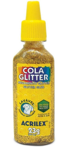 Cola Colorida Com Glitter 23g Lavável Cor Ouro Acrilex