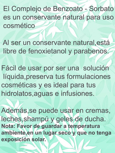 Conservante Natural Benzoato/sorbato 30 Ml + Pipeta