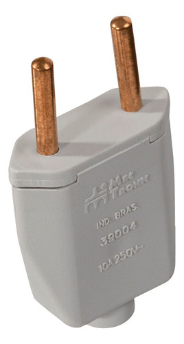 Pino Plugue Plug Macho 2 Pinos Maciço 10a Cinza Mectronic