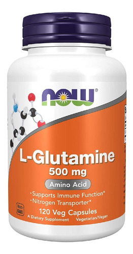 L-glutamina 500 Mg Amino Acido Now 120 Capsulas Vegales