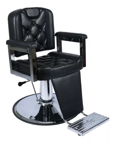 Cadeira de barbeiro hidraulica reclinável corsa, cabeleireiro, maquiagem,  móveis p/ salão, fortebello - cor: preto croco