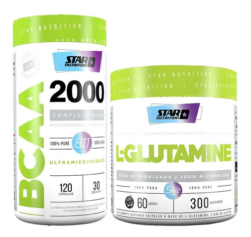 Glutamina + Bcaa 2000 Star Nutrition Recuperacion Muscular