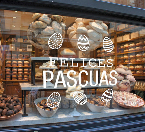 Imagen 5 de 9 de Vinilos Vidriera Felices Pascuas Conejos Huevos
