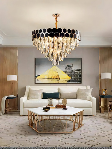 Lustre Pendente Nitrolux LTR018 Legitimo Cristal Luxuoso Clássico 80cm E14x1
