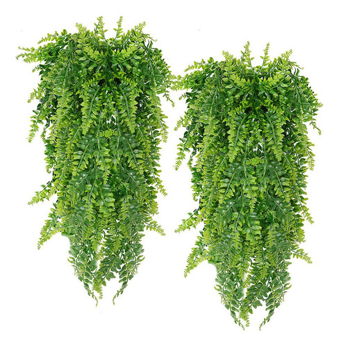 2 Plantas Colgantes Artificiales Con Forma De Helecho, Plást