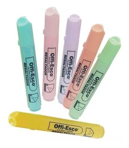 Imagen 3 de 3 de Resaltador Offi Esco Oe- 540 Estuche X 6 Colores Pastel