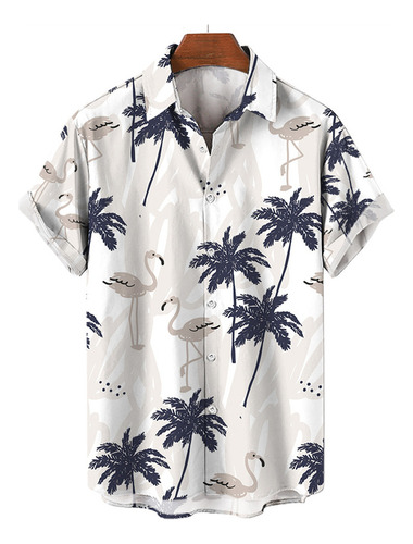 Camisa De Hombre Con Estampado 3d De Palmeras Hawaianas Para