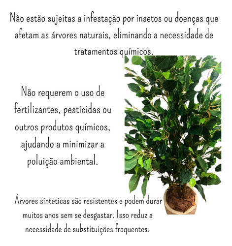 Planta Fícus Arvore Verde Artificial Com Vaso Luxo Decoração