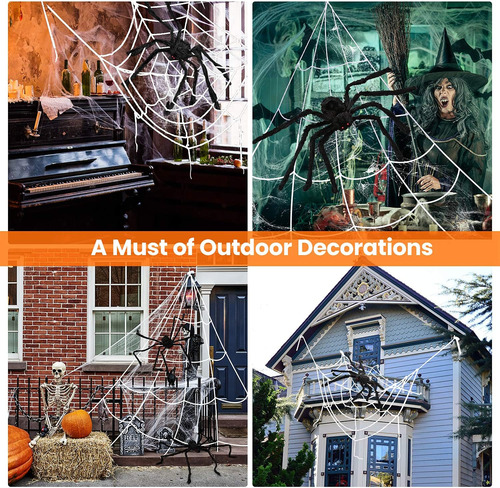 Araña De 30cm Y Telaraña Gigante De 7m Decoración Halloween