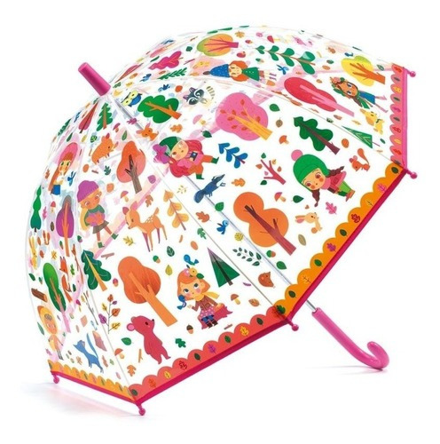 Paraguas Infantil Transparente Forest Djeco -cadaques Kids Color Fucsia