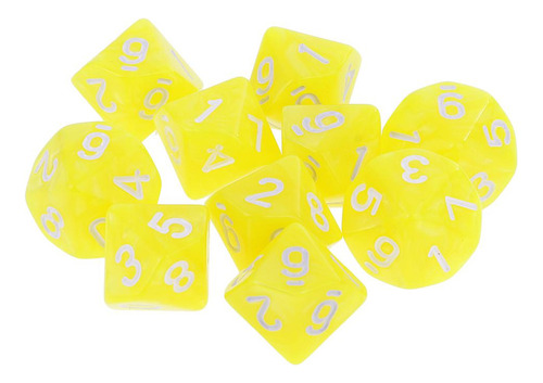 10pcs D10 Dados Poliédricos Para Juegos De Amarillo