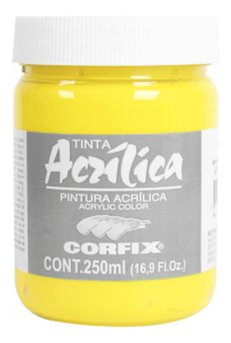 Tinta Acrílica Pintura Tela Amarelo Claro 250ml Corfix Pote