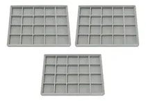 Comprar 03 Bandejas Porta Jóias Sem Capa - Quadriculada - Semi-jóias Cor Cinza