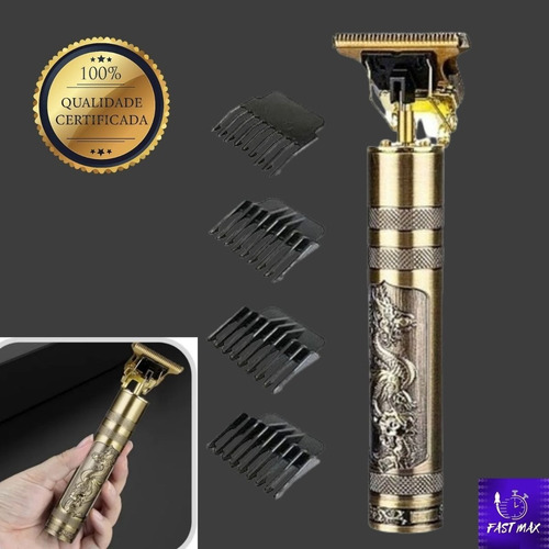 Imagem 4 de 10 de Maquina De Barba E Cabelo Dourada Metal Dragão Recarregável