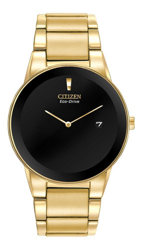 Reloj Citizen Au106256e Para Hombre Ecodrive Fechador Color de la malla Dorado Color del bisel Negro Color del fondo Negro