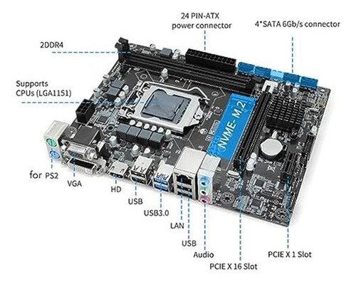 Vbestlife H310 Computer Board, Lga 1151 Canal Ddr4 M.2 Nvme