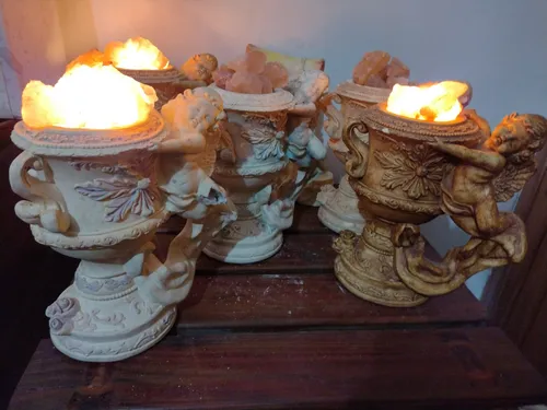 Lámpara De Piedras De Sal Angelito Comunión Bautismo Confirm