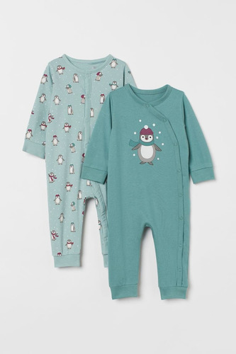 H&m | Bebé | Pack De 2 Pijamas De Algodón 2-4m | Turquesa