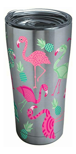 Tervis Flat Art Flamingos Vaso Acero Inoxi Plateado, 20 Oz